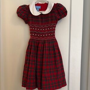 Red Plaid Dress with White Collar